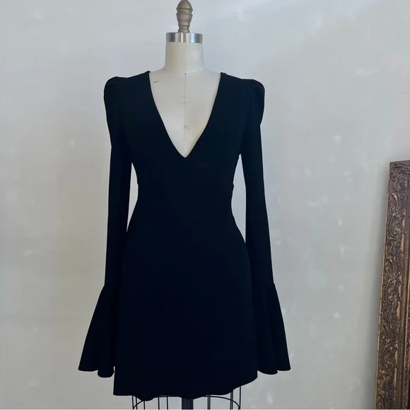 Free People Black Bell Sleeve Romantic Dress - Picture 2 of 8